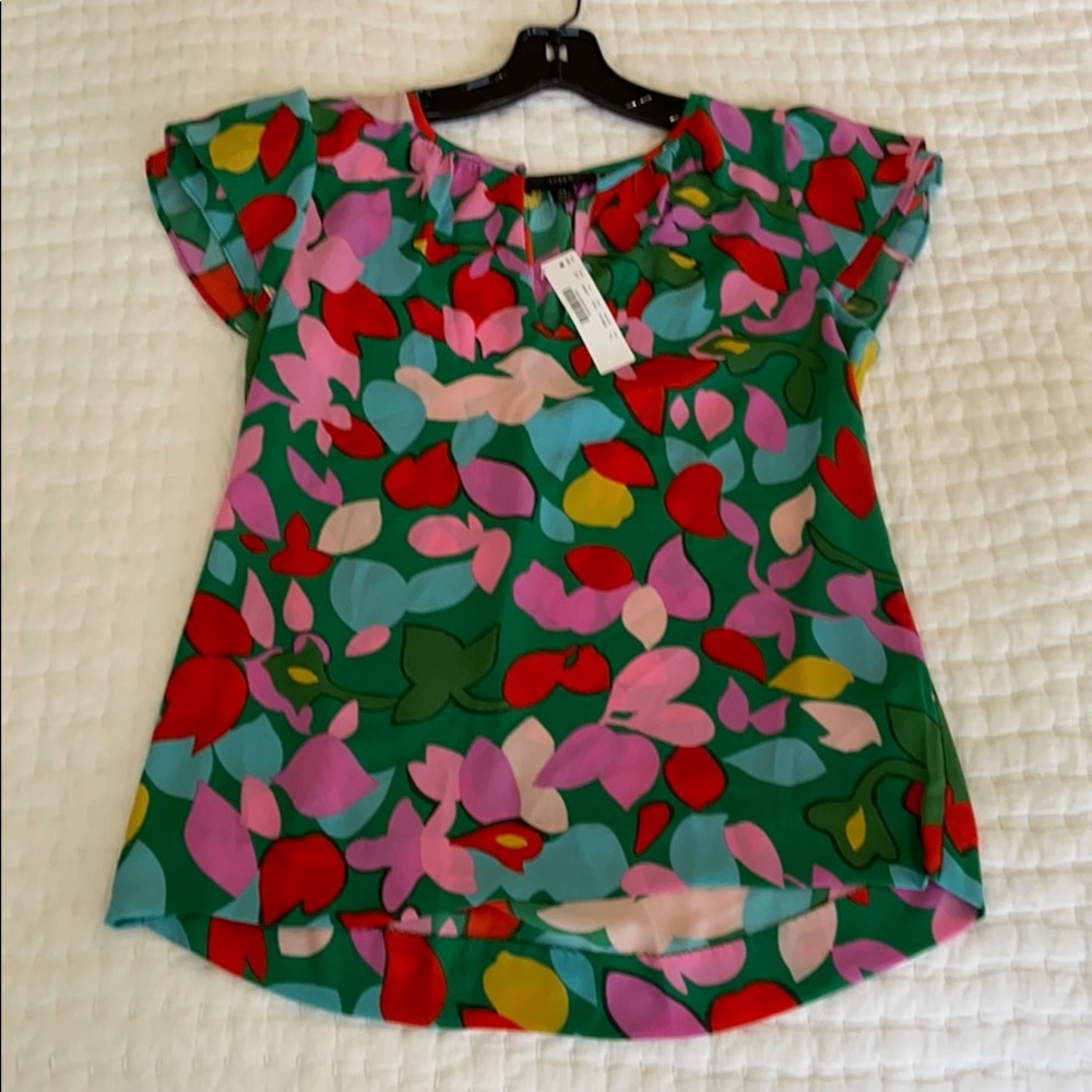 NWT J. Crew flutter sleeve print top